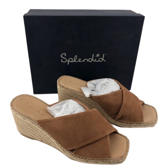 Splendid Beige Leather High Wedge Espadrilles | Size 11 - Picture 1 of 9
